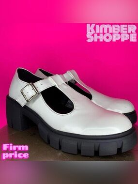Madden Girl Haddie White Chunky Heel Platform Mary Jane Shoe US 9 UK 7